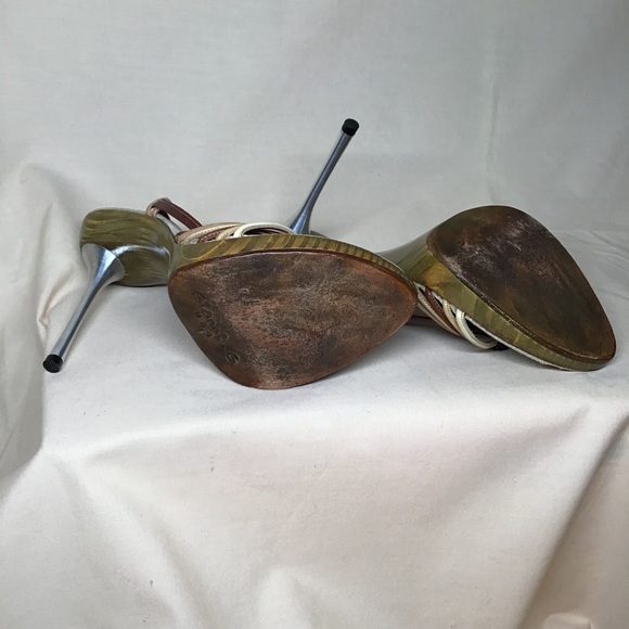 Gianni G metal stiletto wood sole heels size 9 - Picture 5 of 6